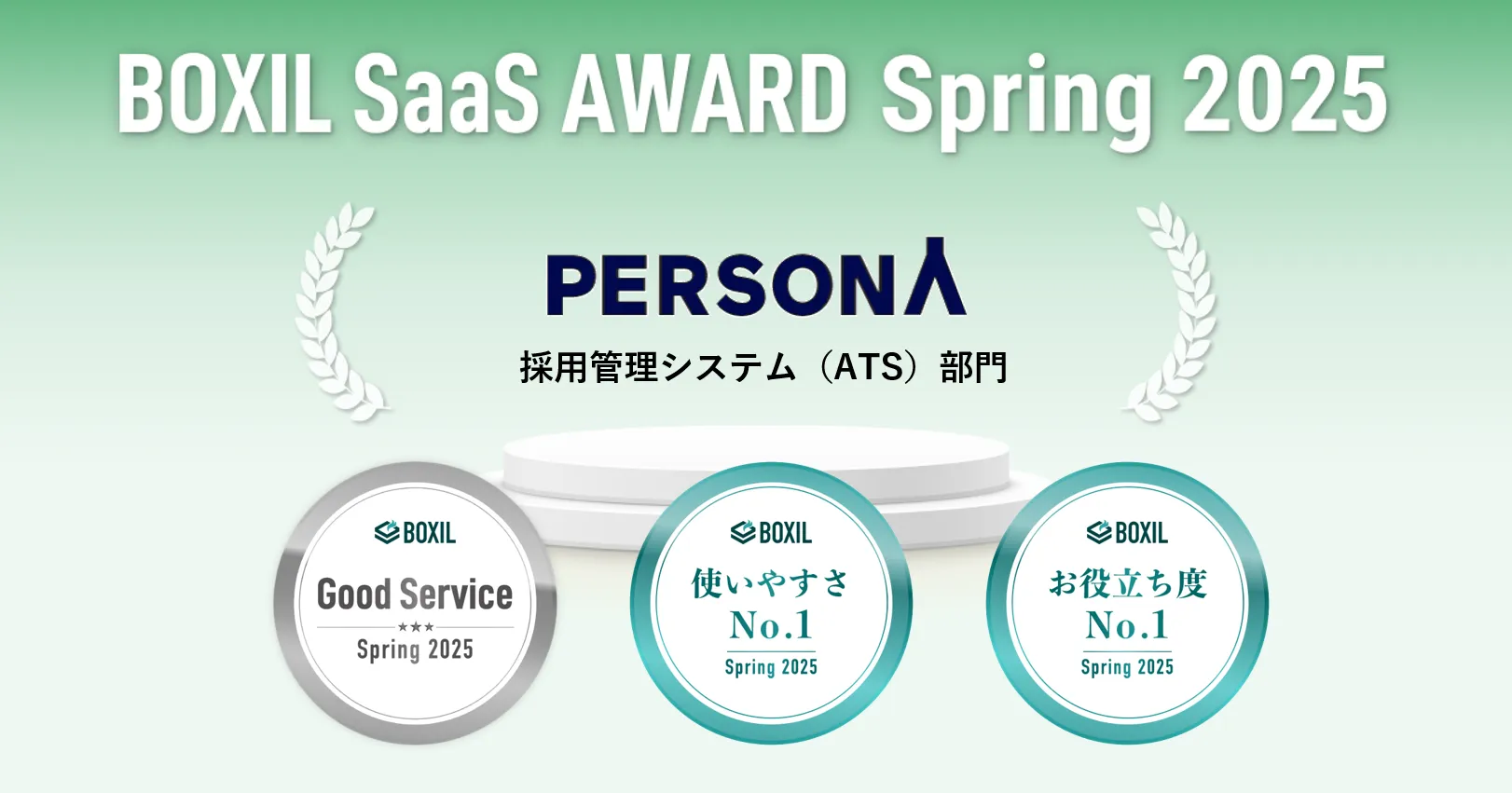 BOXIL SaaS AWARD Spring 2025 採用管理システム（ATS）部門 No.1 に選出